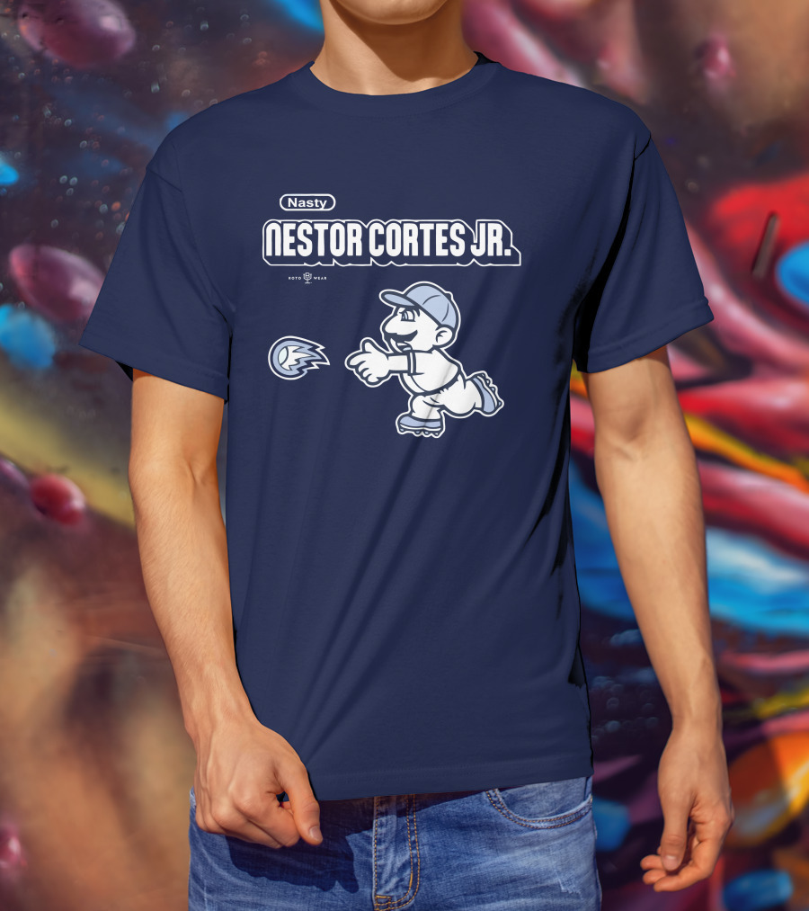 Nasty Nestor Cortes Jr. Cartoon Baseball New York Roto Wear T-Shirt