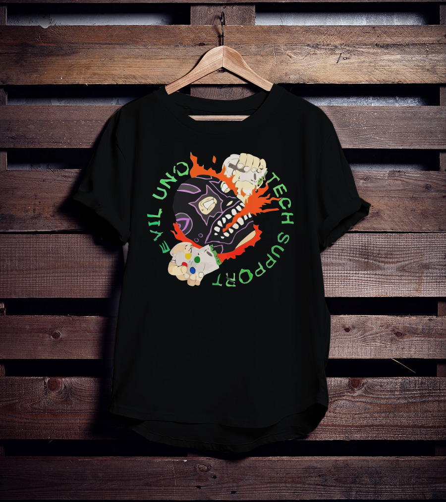 Evil Uno Tech Support AEW Mask And Game Controller T-Shirt