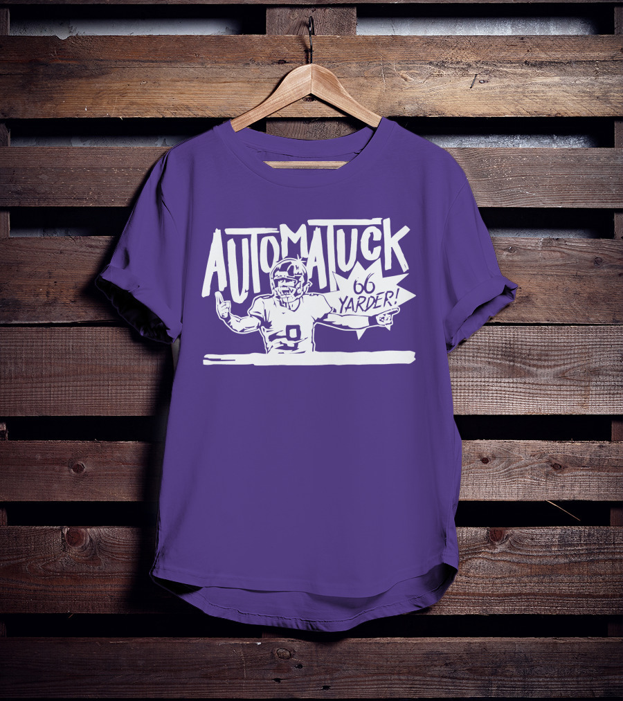 Automatuck 66 Yarder Football Player Purple Background T-Shirt