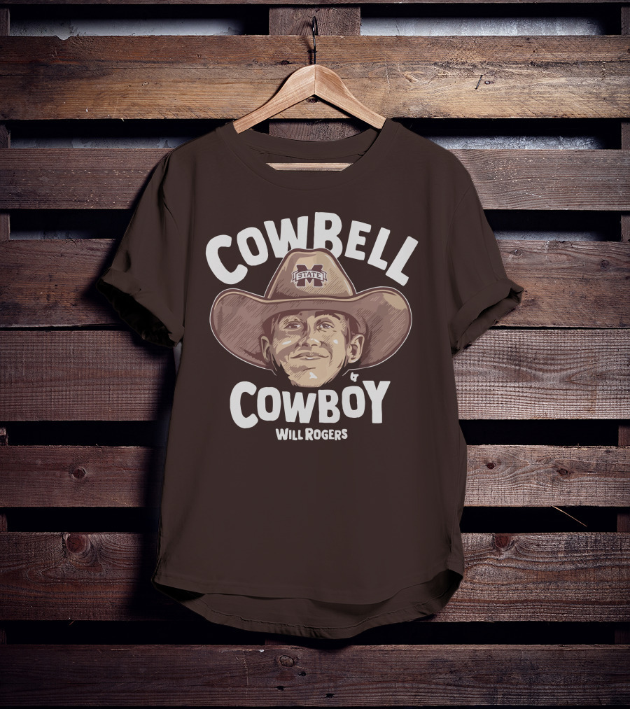 Mississippi State M State Cowbell Cowboy Will Rogers T-Shirt