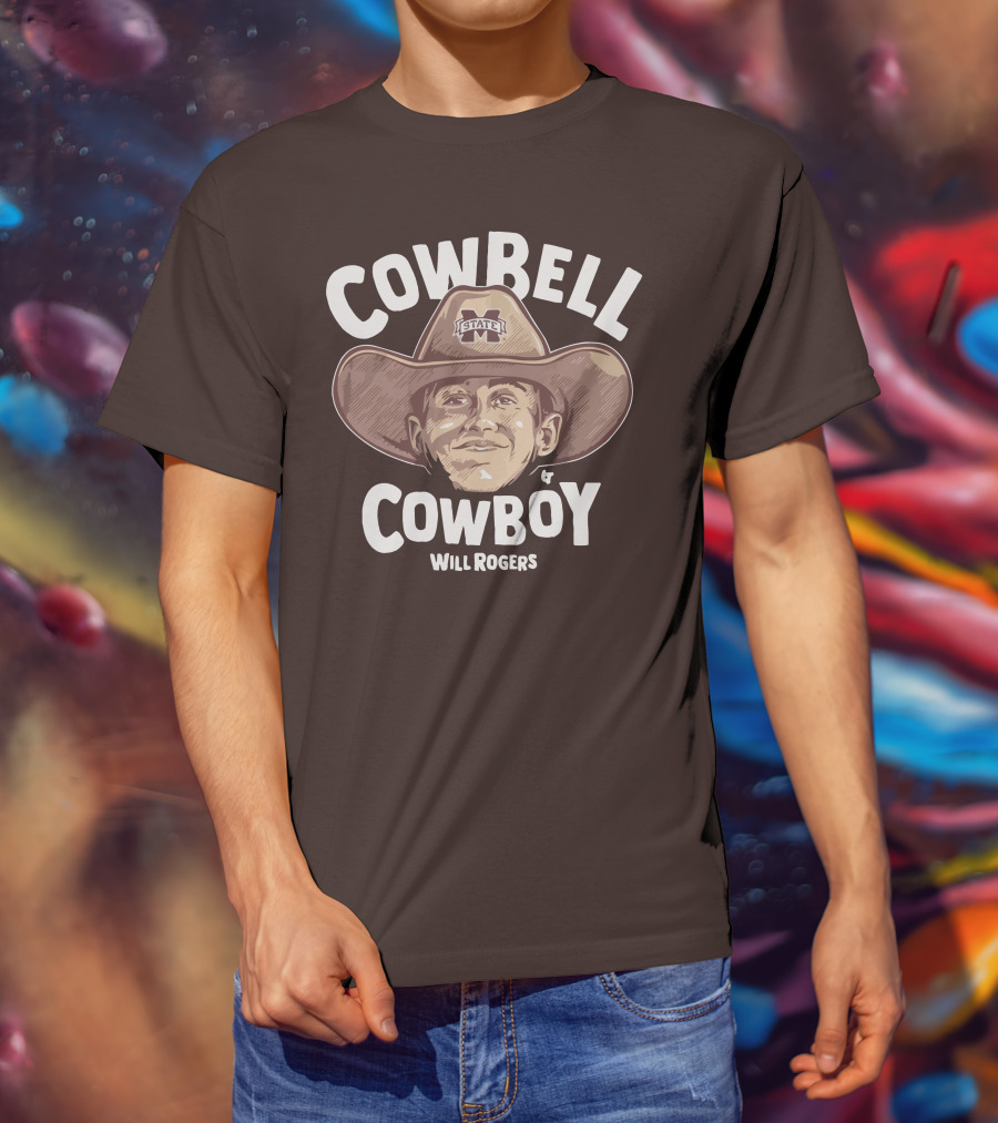 Mississippi State M State Cowbell Cowboy Will Rogers T-Shirt