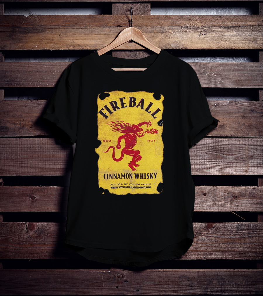 FIREBALL Red Hot Cinnamon Whisky Label ALC 33% By VOL (66 PROOF) T-Shirt