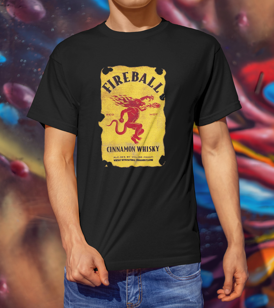 FIREBALL Red Hot Cinnamon Whisky Label ALC 33% By VOL (66 PROOF) T-Shirt