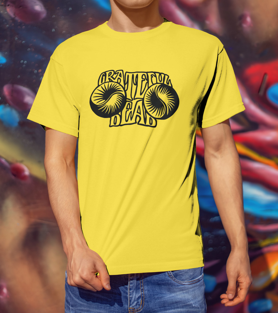 Grateful Dead Psychedelic Sunburst Yellow Background T-Shirt