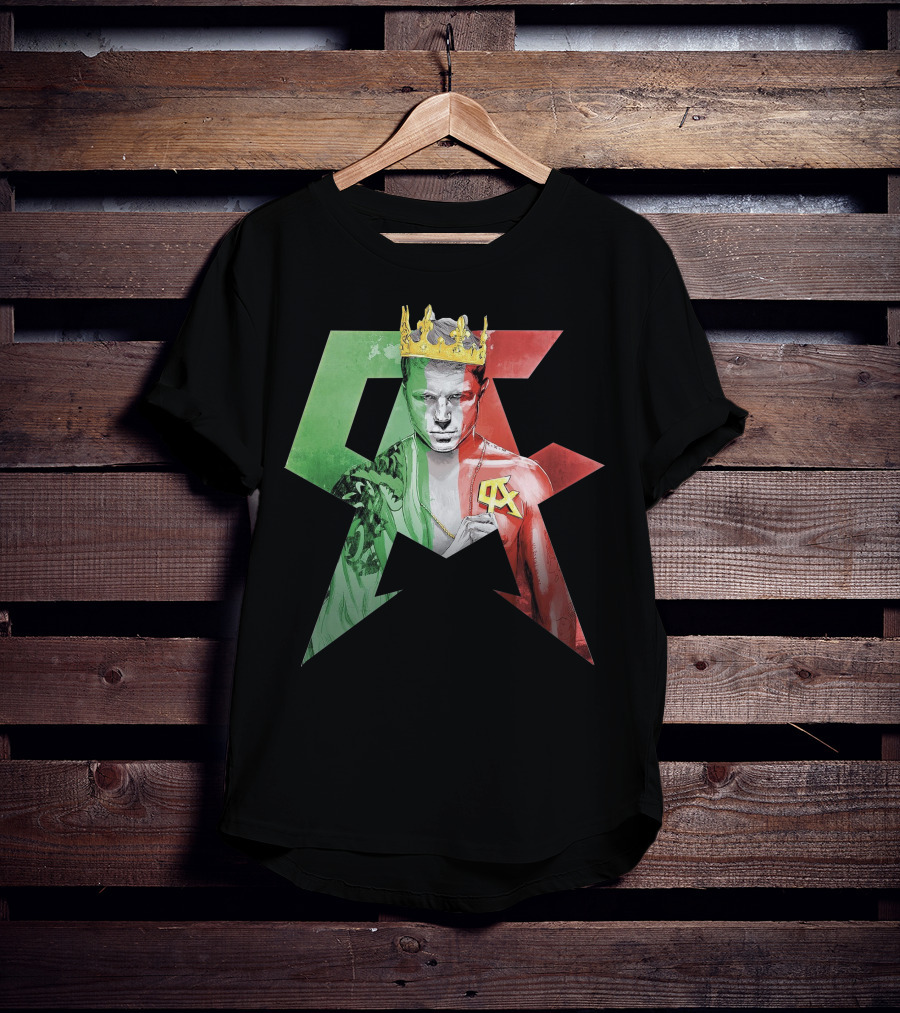 Canelo Champion King In Mexican Flag Colors With Crown And CA T-Shirt