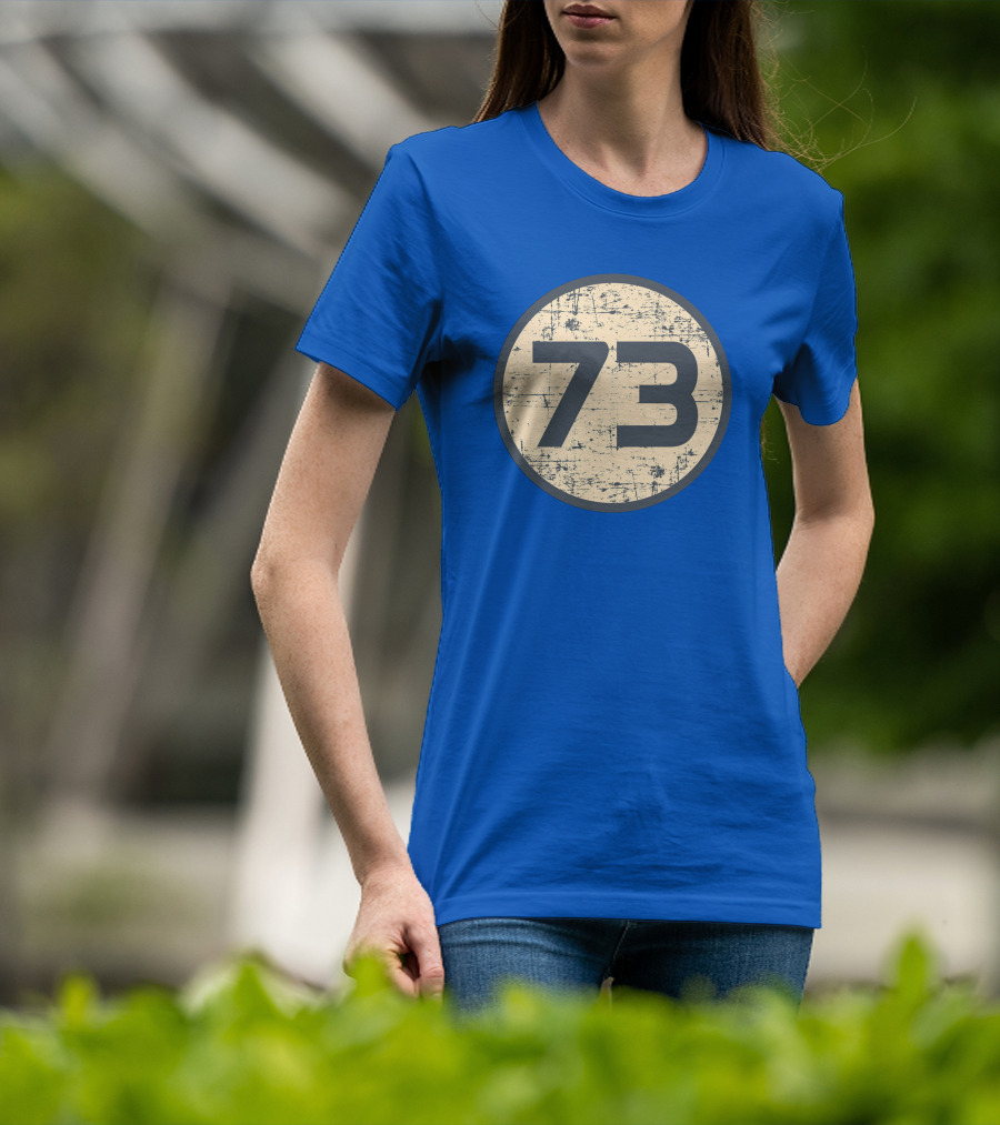 Big Bang Theory Sheldon Cooper 73 Vintage Distressed Blue Circle T-Shirt
