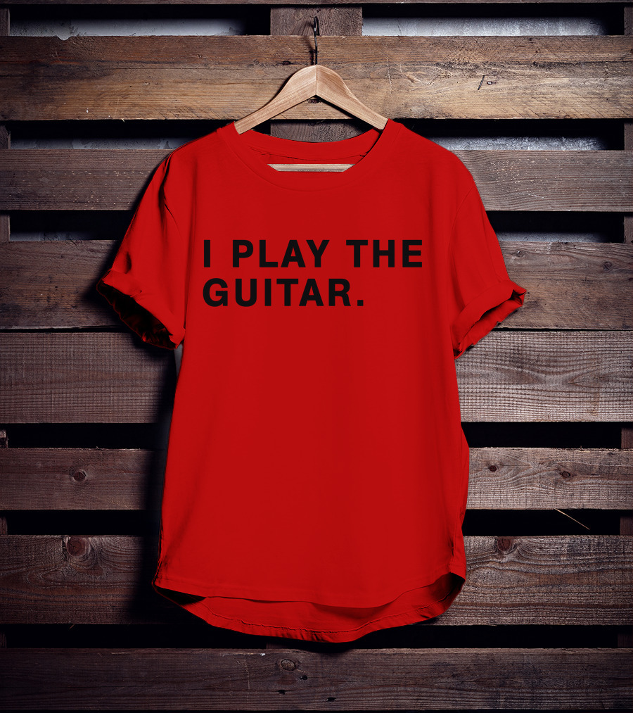 I Play The Guitar Bold Red T-Shirt