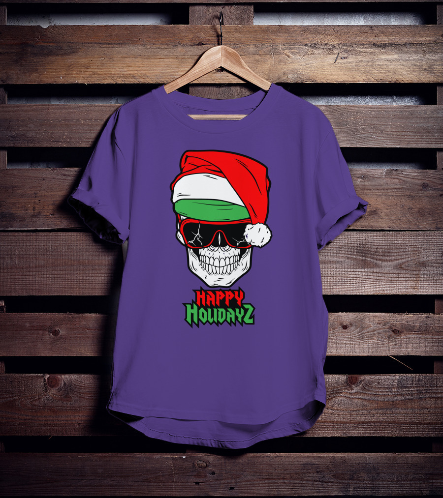 Matt Cardona Happy Holidayz Skull Santa Hat T-Shirt