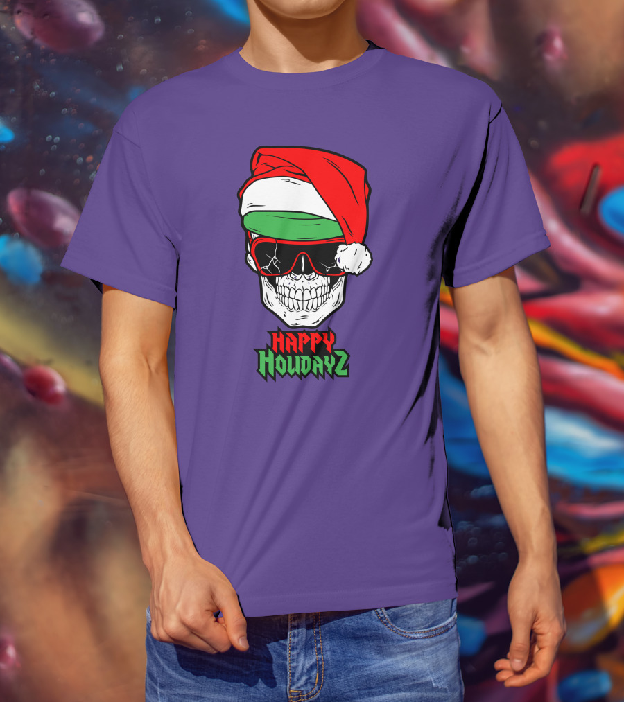 Matt Cardona Happy Holidayz Skull Santa Hat T-Shirt