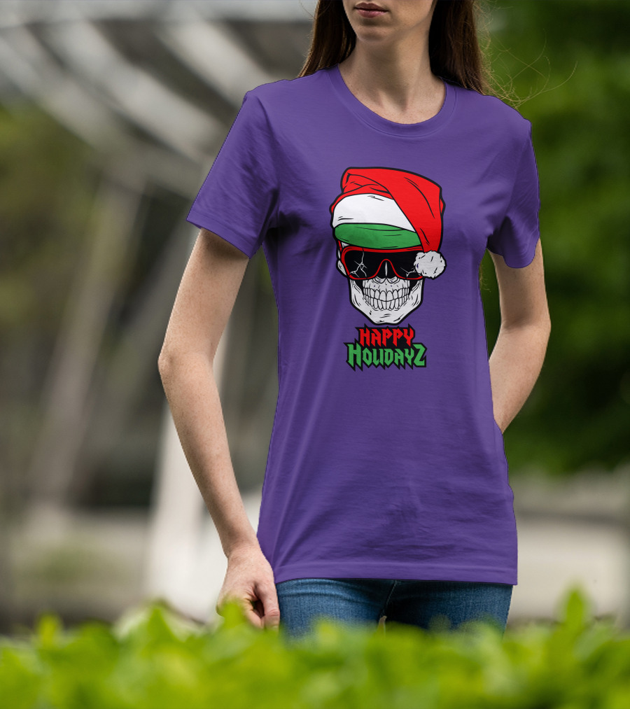 Matt Cardona Happy Holidayz Skull Santa Hat T-Shirt