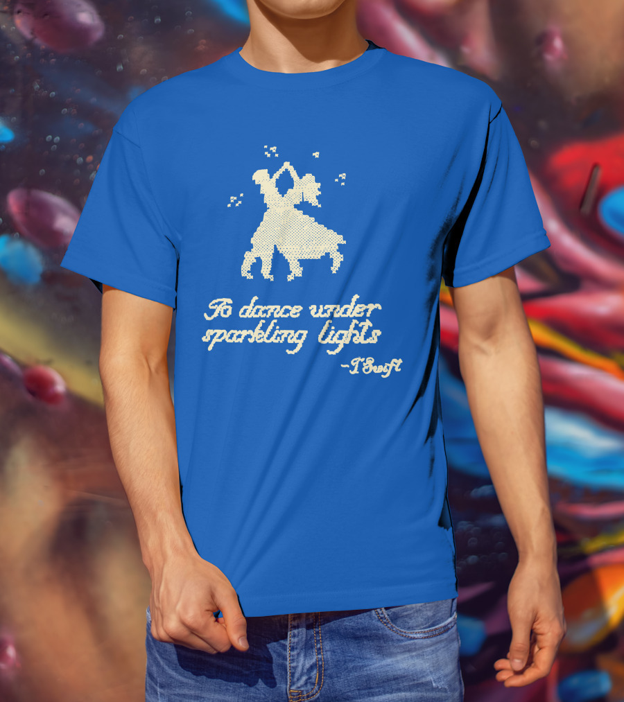 To Dance Under Sparkling Lights T Swift Christmas Tree Farm Blue T-Shirt
