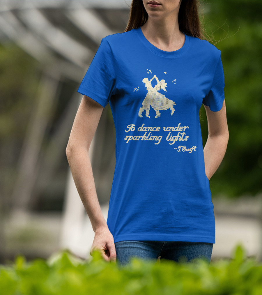 To Dance Under Sparkling Lights T Swift Christmas Tree Farm Blue T-Shirt