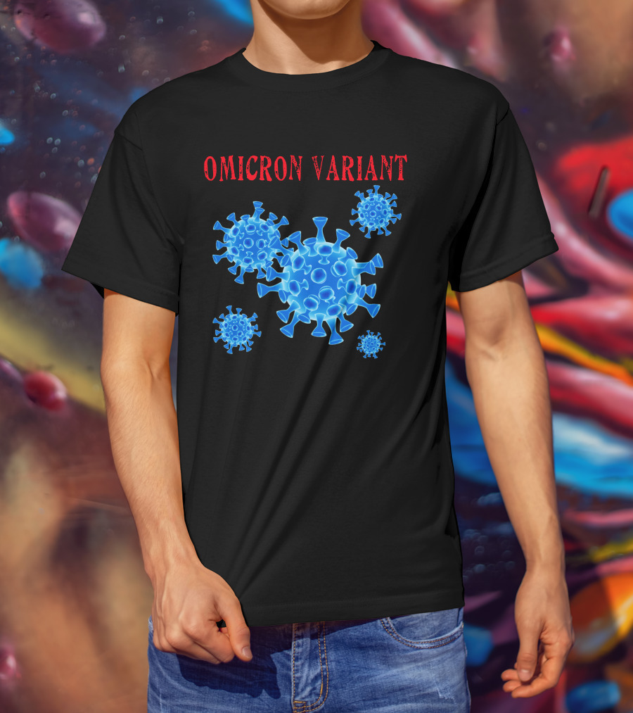 Omicron Variant Virus Graphic Blue Molecular Structure T-Shirt
