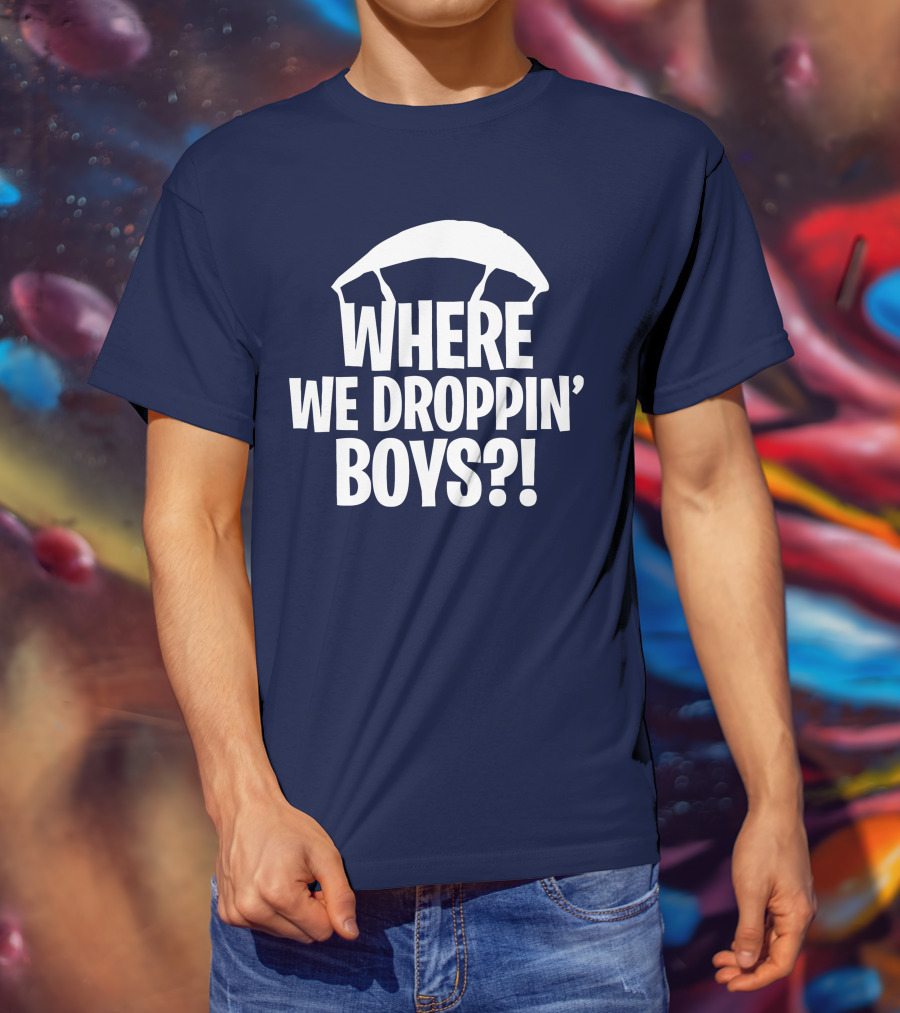 Go All Out Adult Where We Droppin' Boys Parachute T-Shirt
