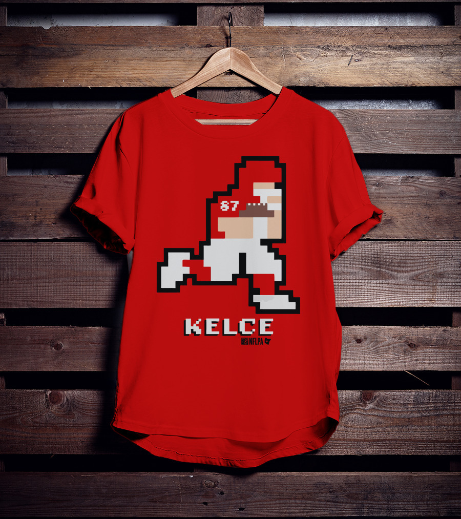 Kelce 87 NFLPA 8 Bit Retro Football Red T-Shirt
