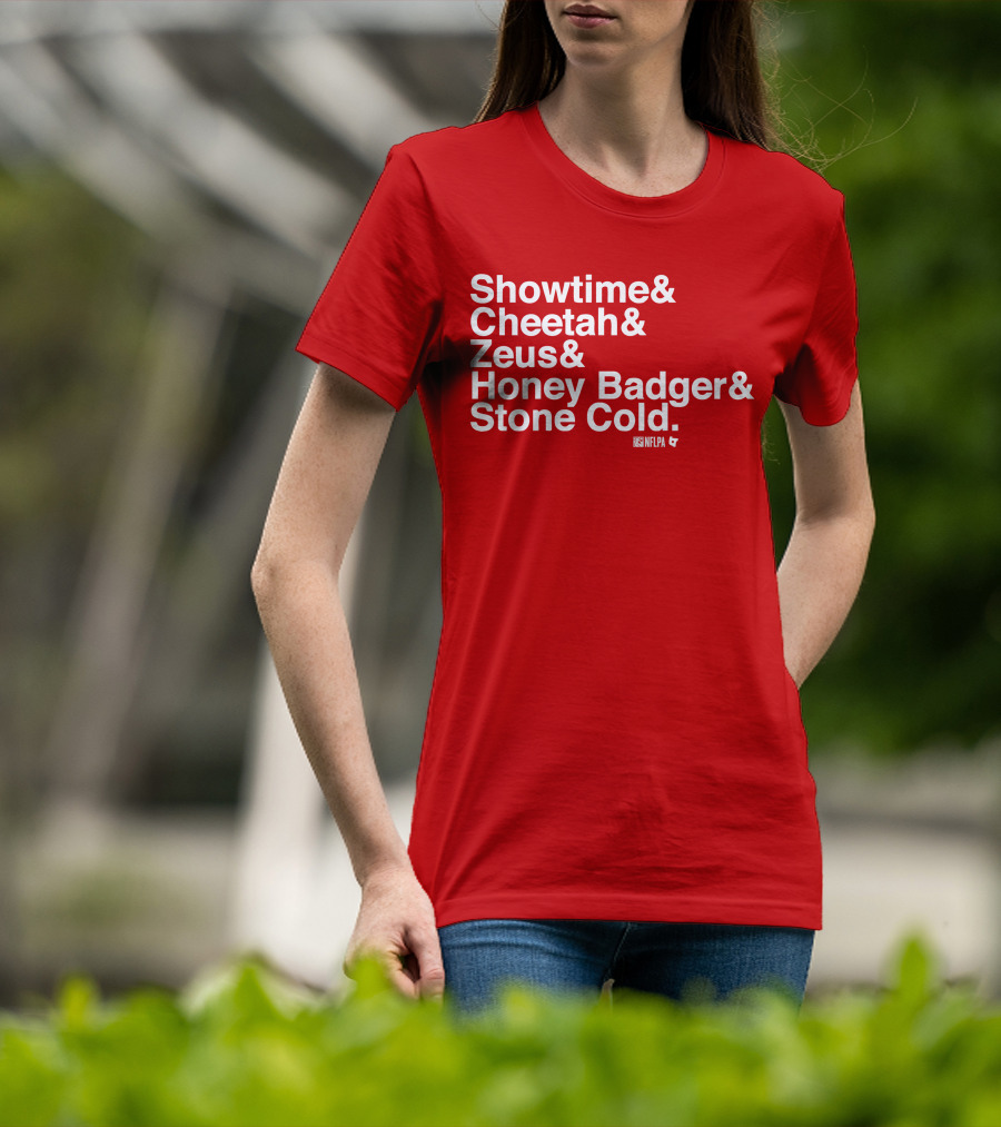 Showtime Cheetah Zeus Honey Badger Stone Cold NFLPA T-Shirt