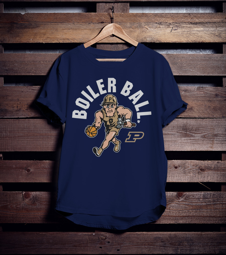 Purdue Boiler Ball Mascot Dribbling Basketball T-Shirt