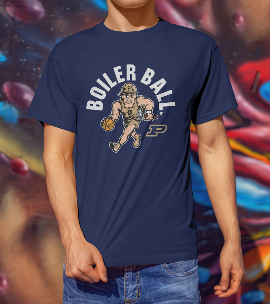 Purdue Boiler Ball Mascot Dribbling Basketball T-Shirt
