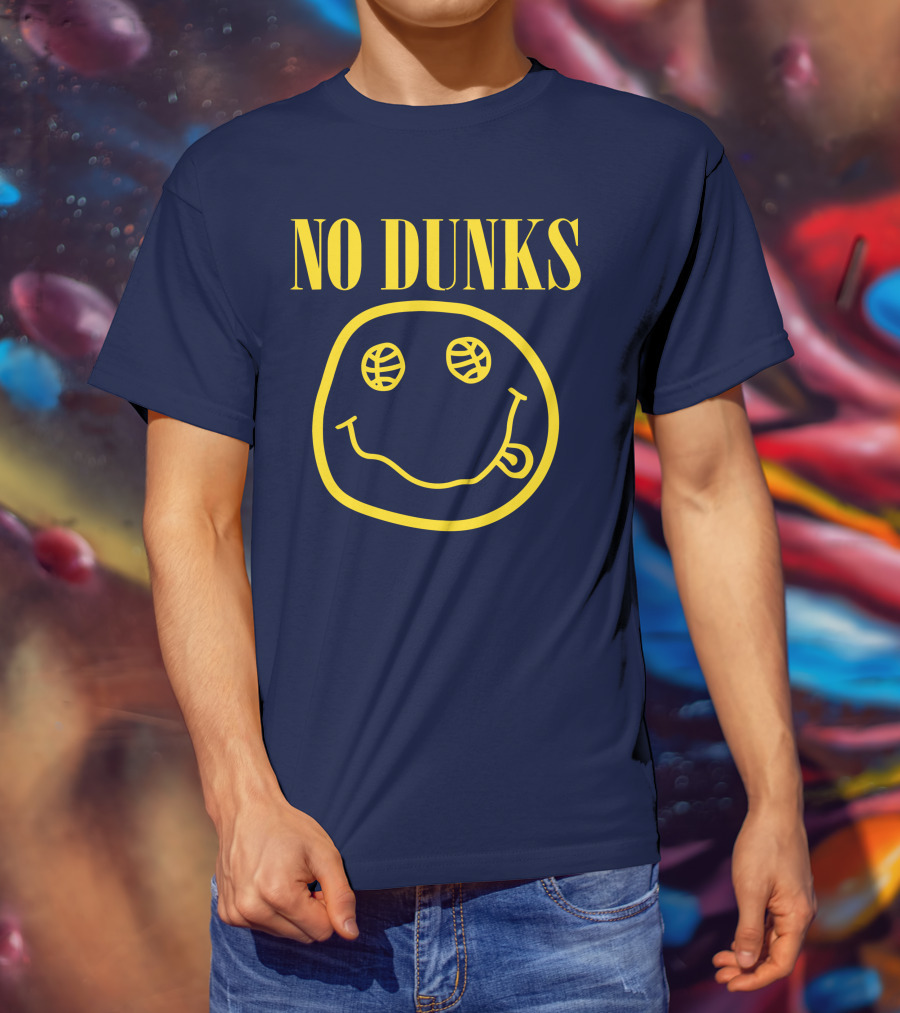 No Dunks Smiley Face Basketball Eyes T-Shirt