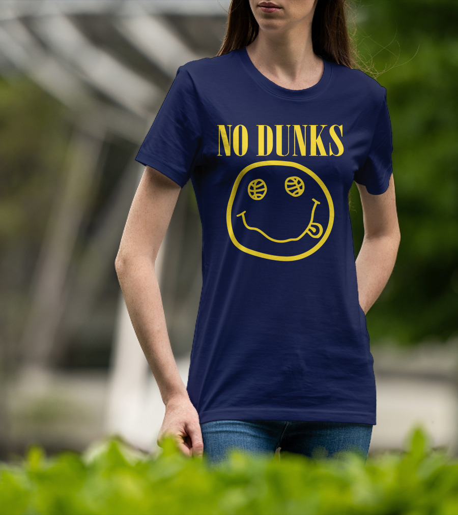 No Dunks Smiley Face Basketball Eyes T-Shirt