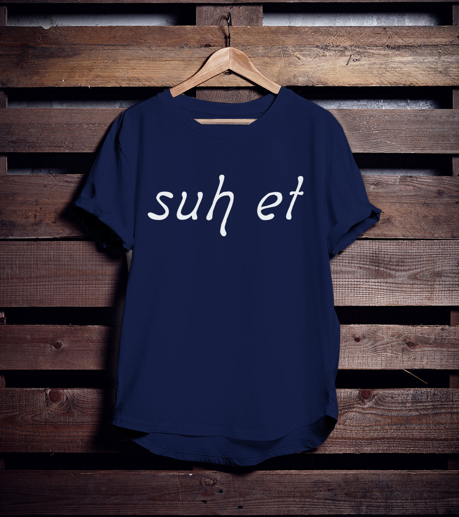 Suh Et Minimalist Text Design Navy Blue T-Shirt