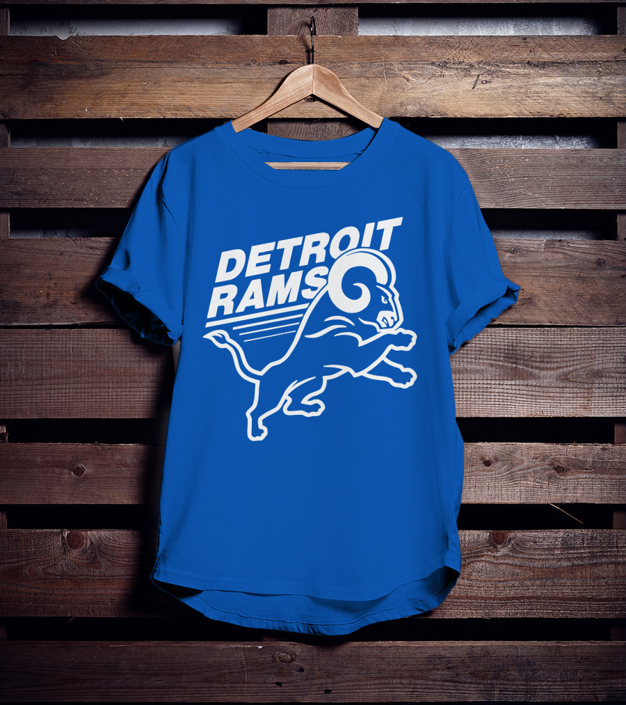 Detroit Rams Football Team Logo Crossover Fan Merchandise T-Shirt