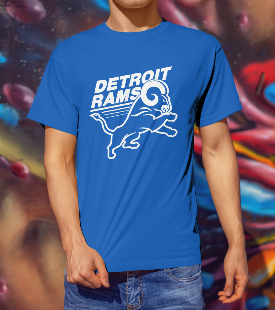 Detroit Rams Football Team Logo Crossover Fan Merchandise T-Shirt