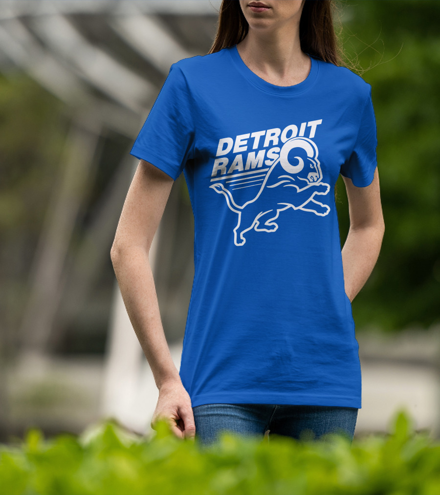 Detroit Rams Football Team Logo Crossover Fan Merchandise T-Shirt