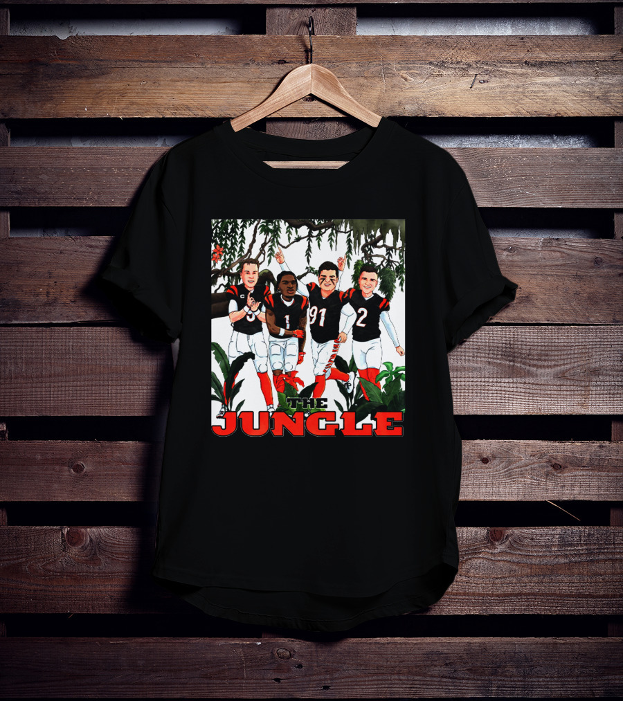 The Jungle Football Players In Team Jerseys Celebrating In Forest T-Shirt