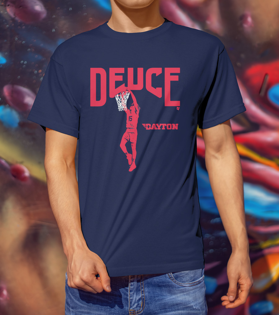 Dayton Basketball Deuce Daron Holmes II Dunking T-Shirt