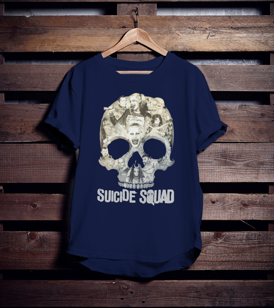 Suicide Squad Skull Collage With Iconic Characters T-Shirt