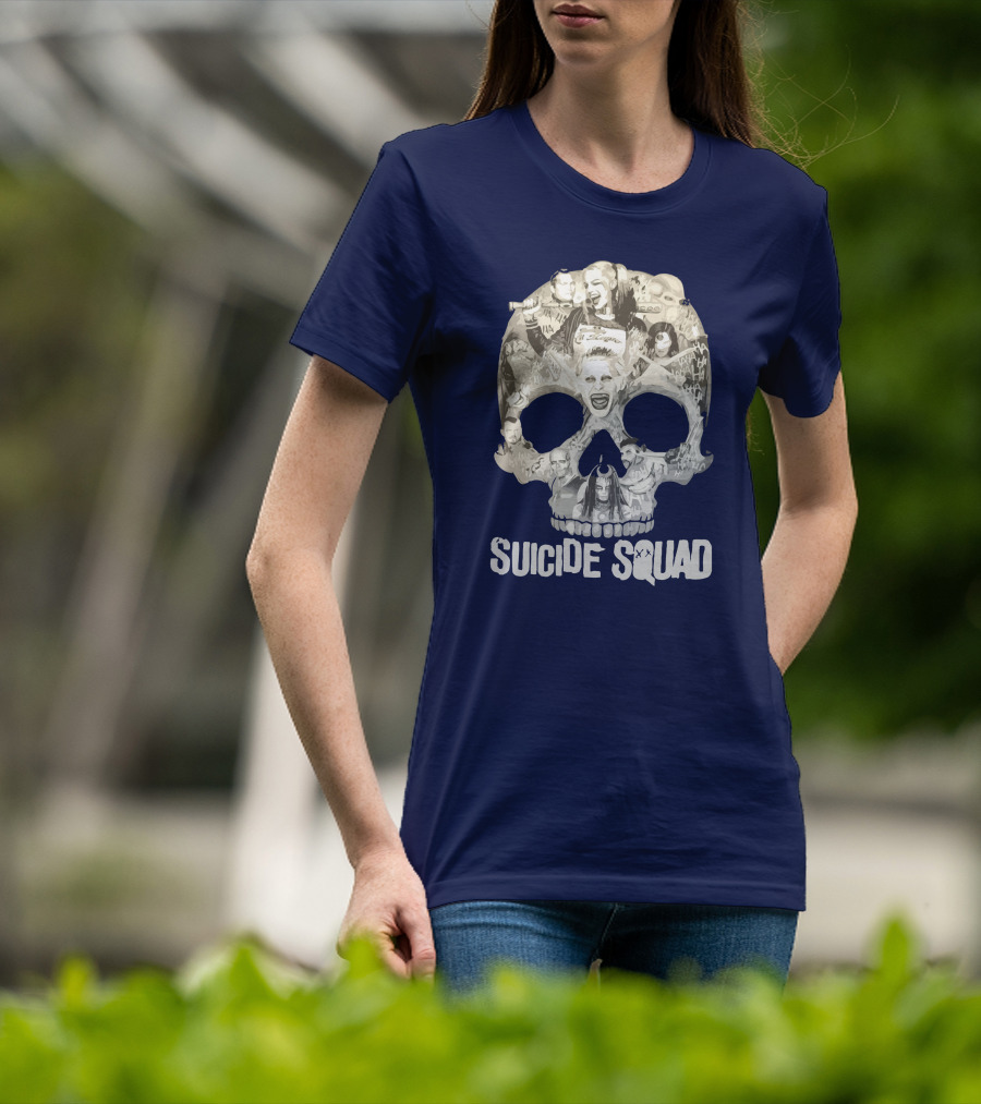 Suicide Squad Skull Collage With Iconic Characters T-Shirt