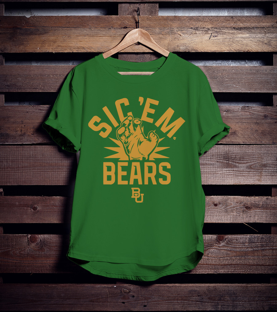 Sic 'Em Bears BU Baylor Paw Green Gold T-Shirt