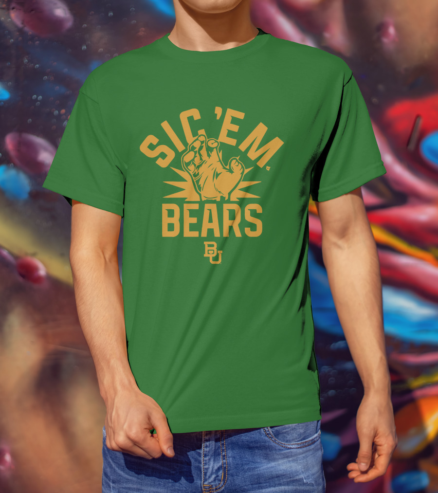 Sic 'Em Bears BU Baylor Paw Green Gold T-Shirt