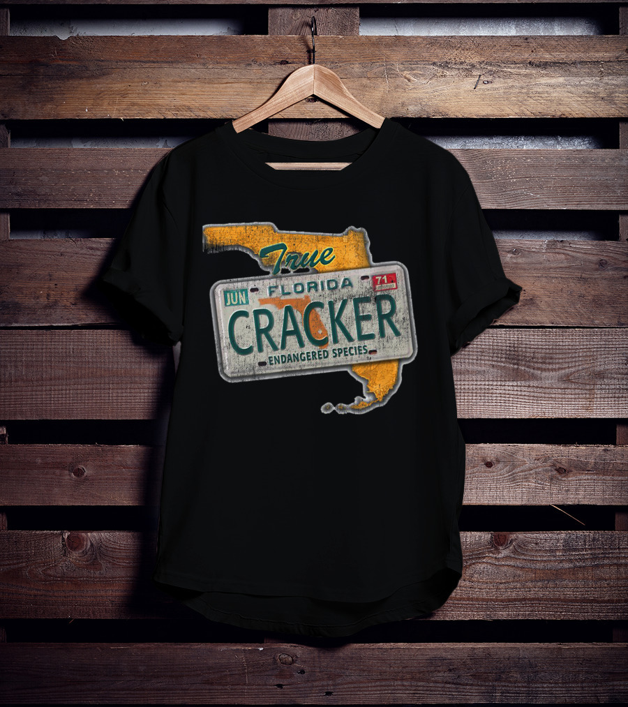 True Florida Cracker Endangered Species License Plate Map T-Shirt