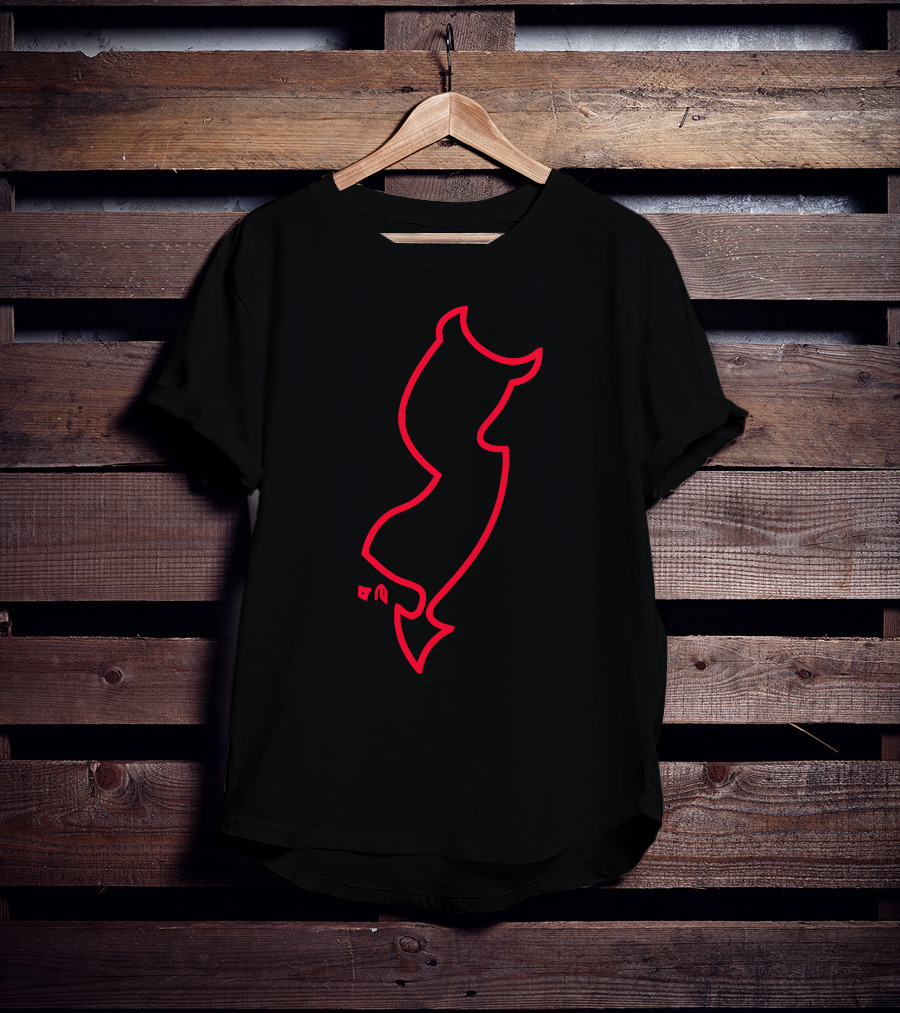 New Jersey Red Neon Outline Devil Tail T-Shirt