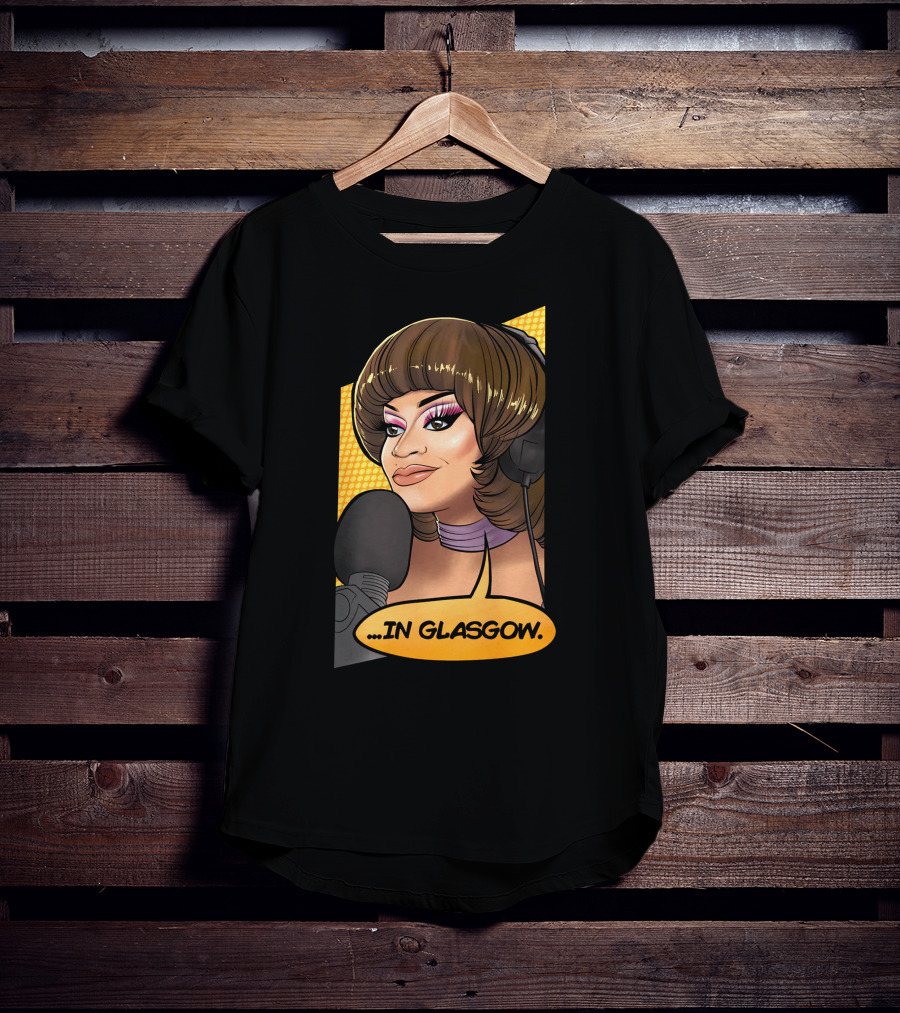 Mybest Judy .in Glasgow Pop Art Style Radio Host Microphone Comic T-Shirt