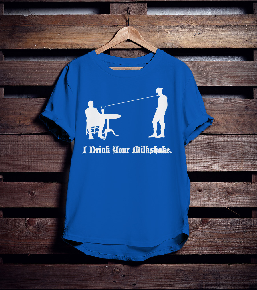 I Drink Your Milkshake Vintage Silhouette Blue T-Shirt