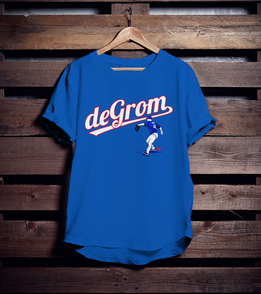 DeGrom Texas Pitching Action Logo Blue T-Shirt