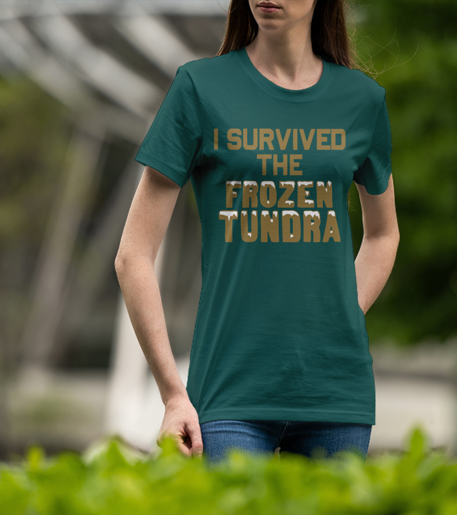 I Survived The Frozen Tundra Statement With Ice-Capped Letters T-Shirt