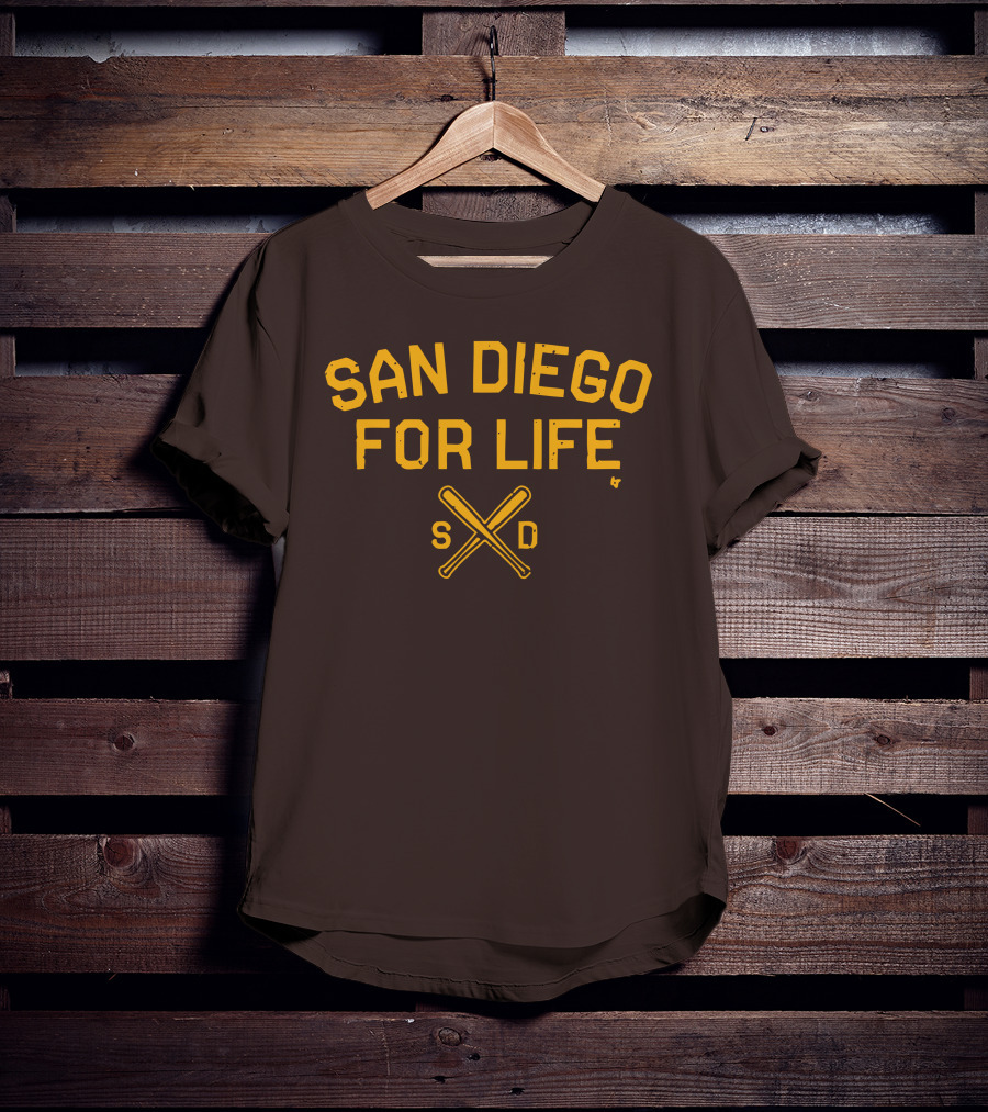 San Diego For Life SD Crossed Baseball Bats T-Shirt