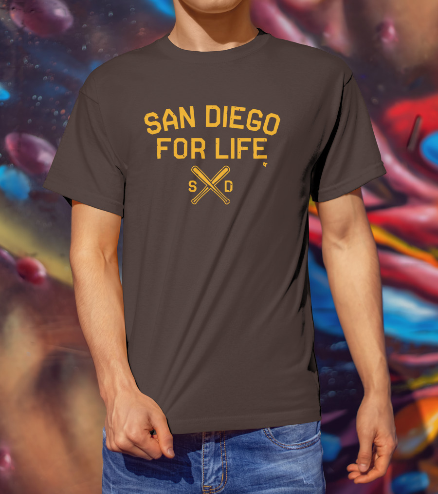 San Diego For Life SD Crossed Baseball Bats T-Shirt
