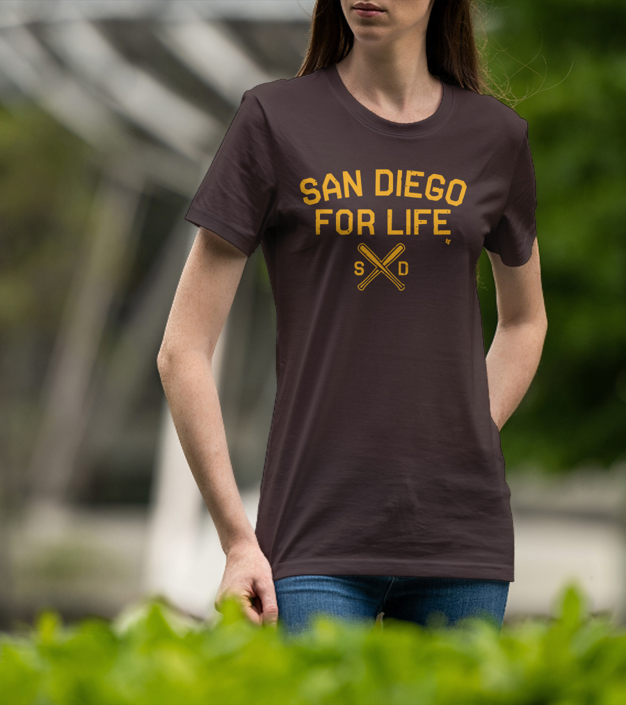 San Diego For Life SD Crossed Baseball Bats T-Shirt
