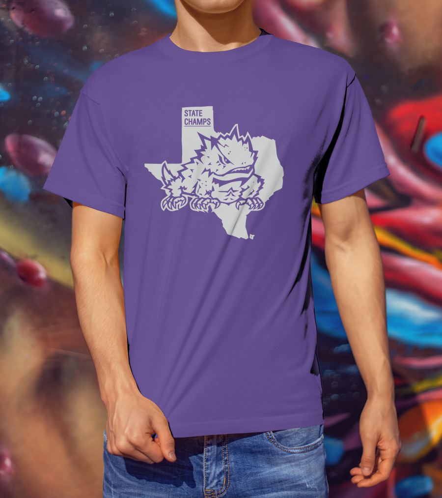 TCU State Champs Texas Horned Frog Outline T-Shirt