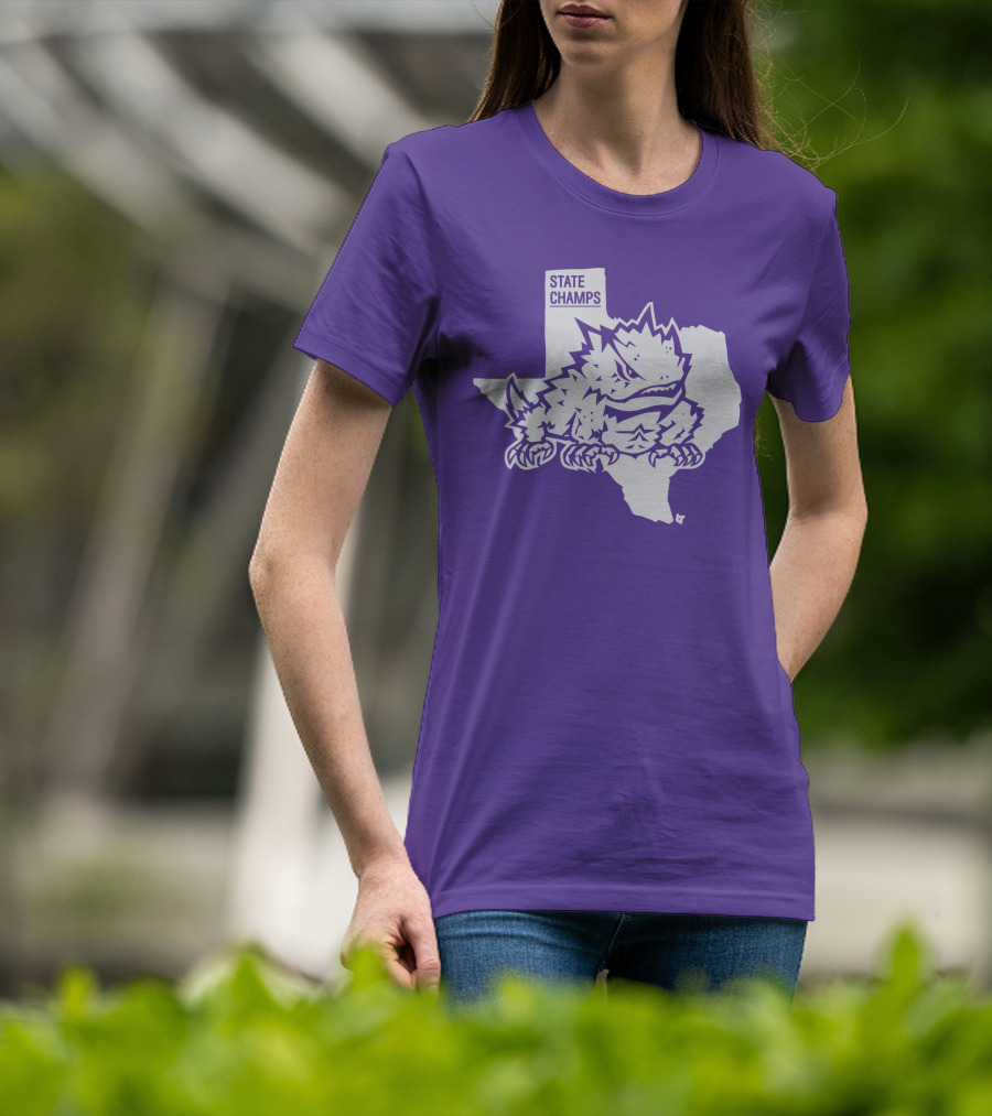 TCU State Champs Texas Horned Frog Outline T-Shirt