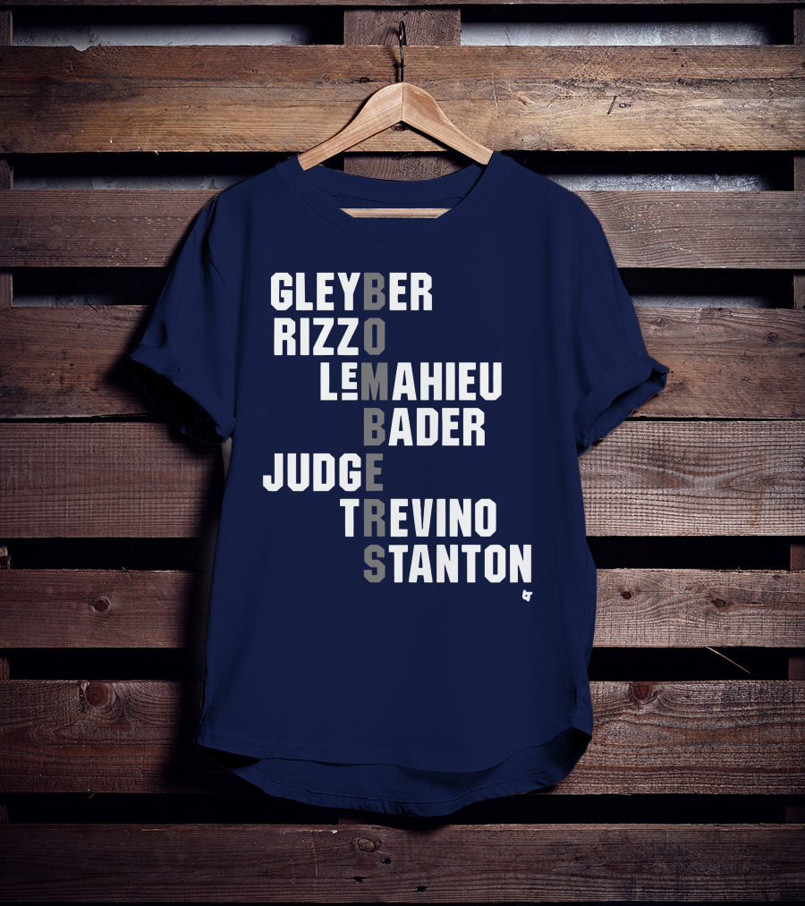 Yankees Bombers Player Names Gleyber Rizzo Judge LeMahieu Bader Trevino Stanton T-Shirt
