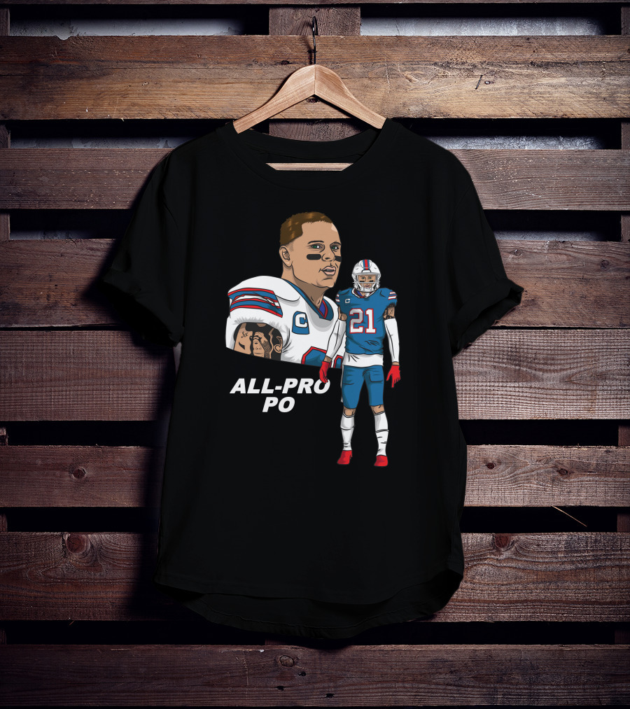 All Pro Po Football Player With Blue And Red Uniform T-Shirt