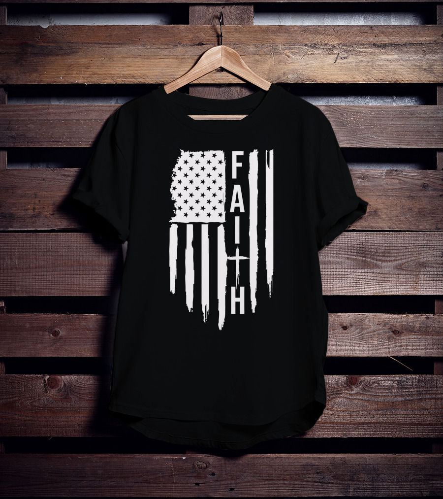American Flag Faith Cross Stars Stripes T-Shirt