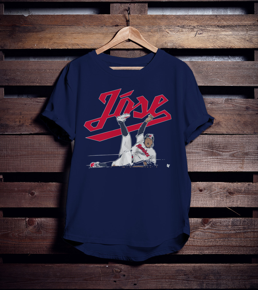 José Ramírez Slide Illustration With Cleveland Baseball Inspiration T-Shirt