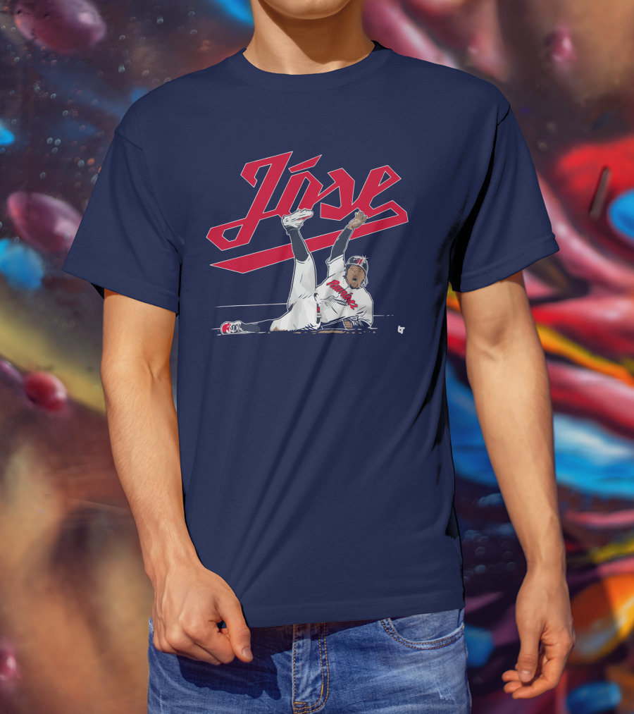 José Ramírez Slide Illustration With Cleveland Baseball Inspiration T-Shirt